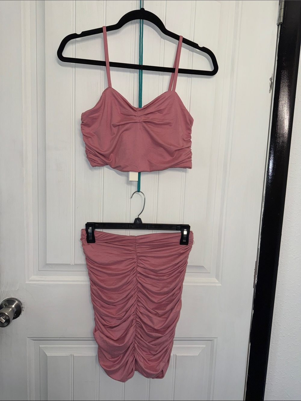 NWT Ruched Dusty Pink Midi Skirt Set — Women's Two-Piece